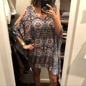 Cold Shoulder Patterned Mini Dress